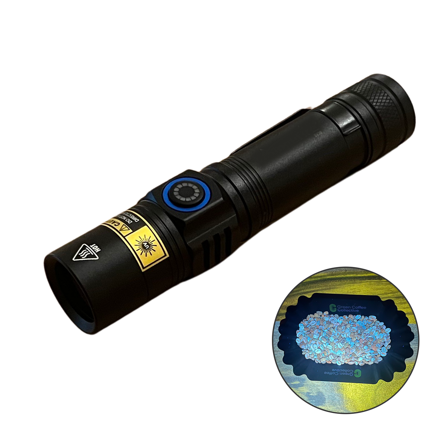 365nm UV Black Light Torch for Coffee Analysis – Rechargeable & Portable